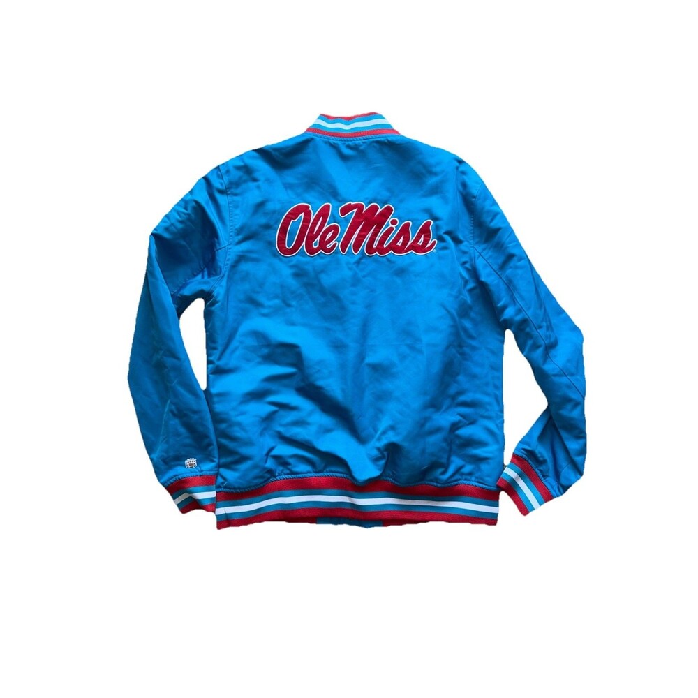 Ole Miss Rebels Bomber Jacket Mens Large Homefield NCAA Red Full Zip